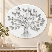 White Personalized Silver Family Tree Plaque 20th/25th Anniversary Gift